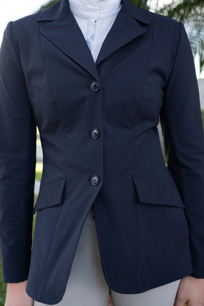 Grand Prix Ladies EQJ 3 Button Show Coat, NY Tech Fabric, Navy