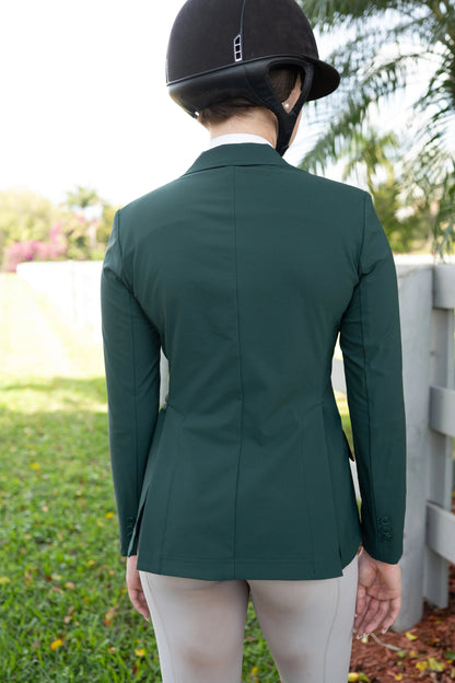 Grand Prix Ladies EQJ 3 Button Show Coat, NY Tech Fabric, New Green