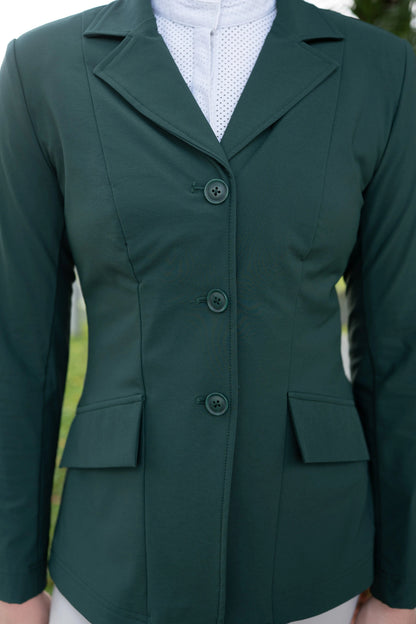 Grand Prix Ladies EQJ 3 Button Show Coat, NY Tech Fabric, New Green