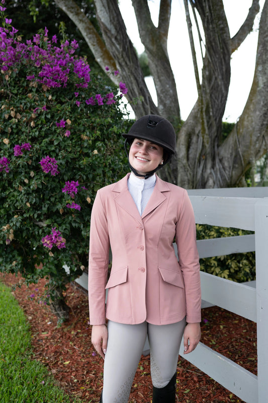 Grand Prix Ladies EQJ 3 Button Show Coat, NY Tech Fabric, Rose
