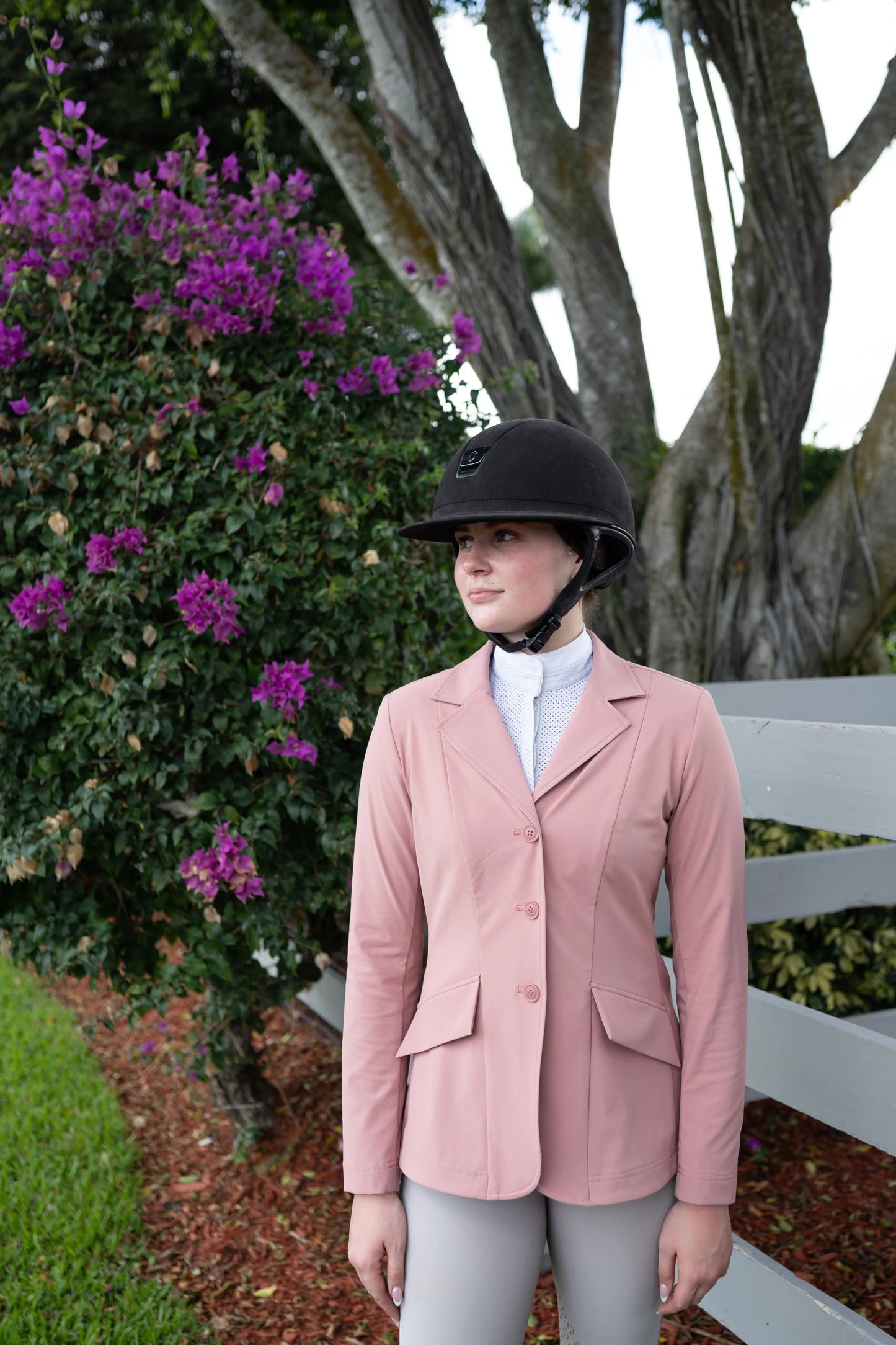 Grand Prix Ladies EQJ 3 Button Show Coat, NY Tech Fabric, Rose