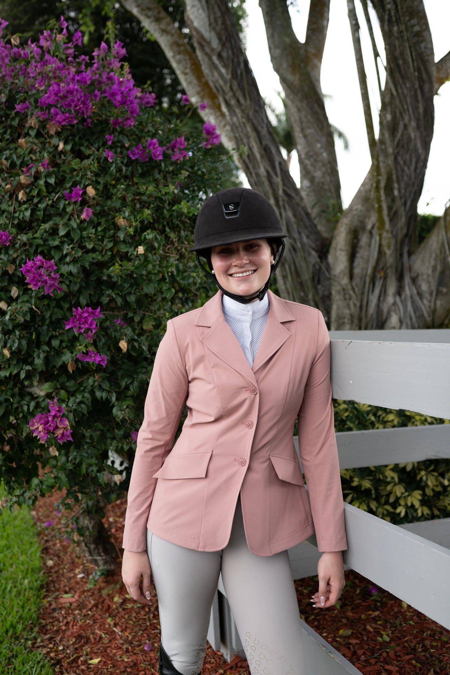 Grand Prix Ladies EQJ 3 Button Show Coat, NY Tech Fabric, Rose