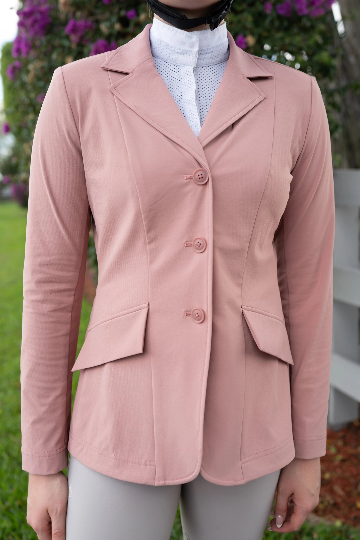 Grand Prix Ladies EQJ 3 Button Show Coat, NY Tech Fabric, Rose