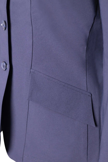 Grand Prix Ladies EQJ 3 Button Show Coat, Navy with Cadet Blue Collar
