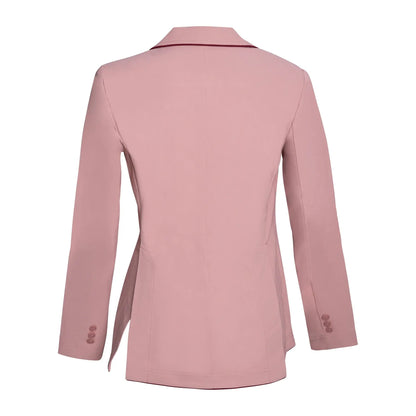 Grand Prix Ladies EQJ 3 Button Show Coat, Rose with Burgundy Piping