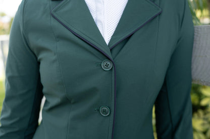 Grand Prix Ladies EQJ Classic 3 Button Show Jacket, New Green with Navy Piping