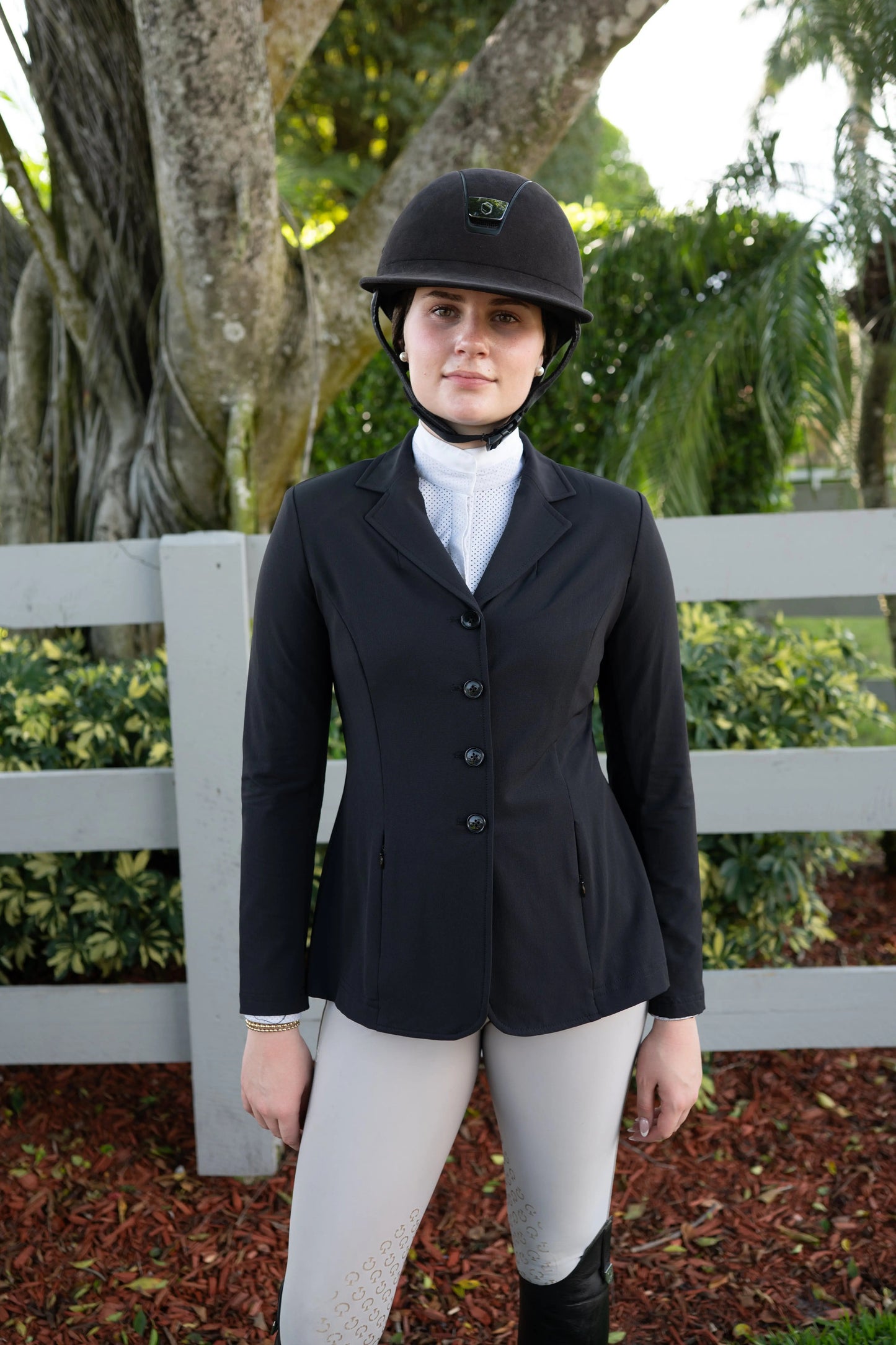 Grand Prix Quinn Show Jacket, 4 Button Front with Hidden Zipper Closure, Black