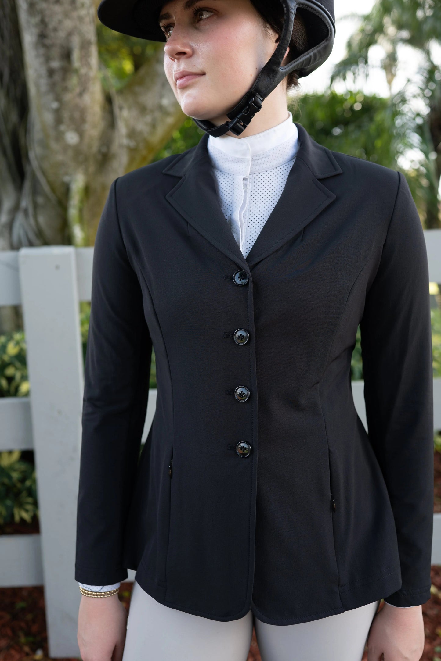 Grand Prix Quinn Show Jacket, 4 Button Front with Hidden Zipper Closure, Black