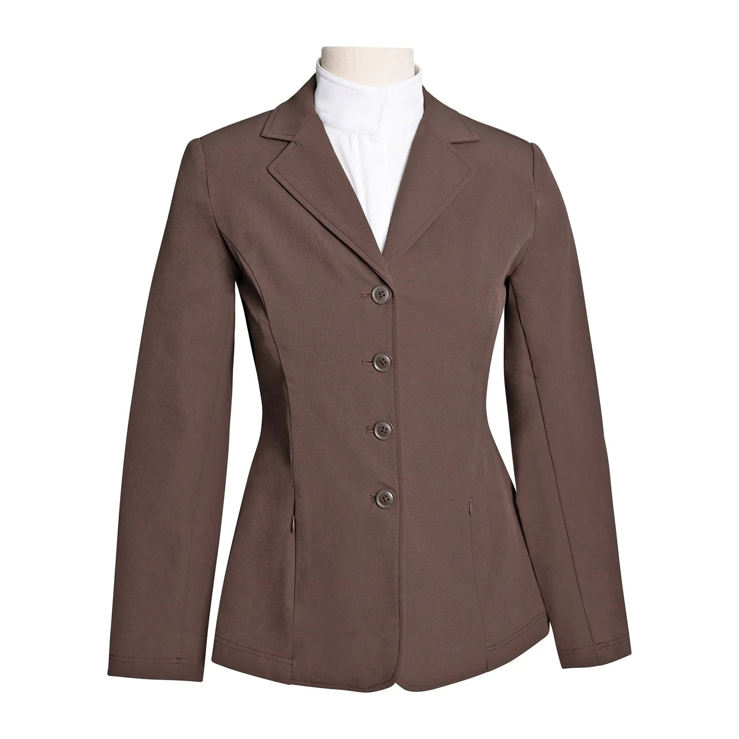 Grand Prix Quinn Show Jacket, 4 Button Front with Hidden Zipper Closure, Chocolate