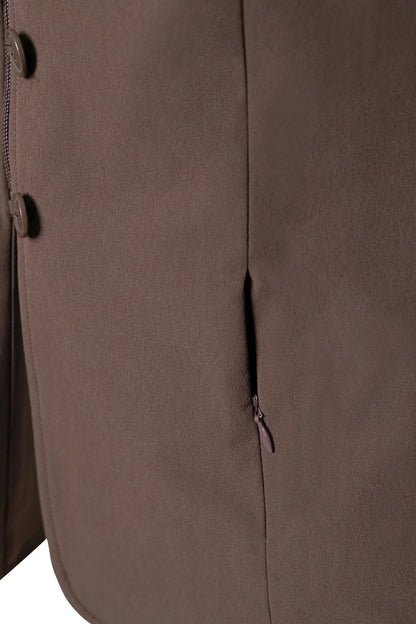 Grand Prix Quinn Show Jacket, 4 Button Front with Hidden Zipper Closure, Chocolate