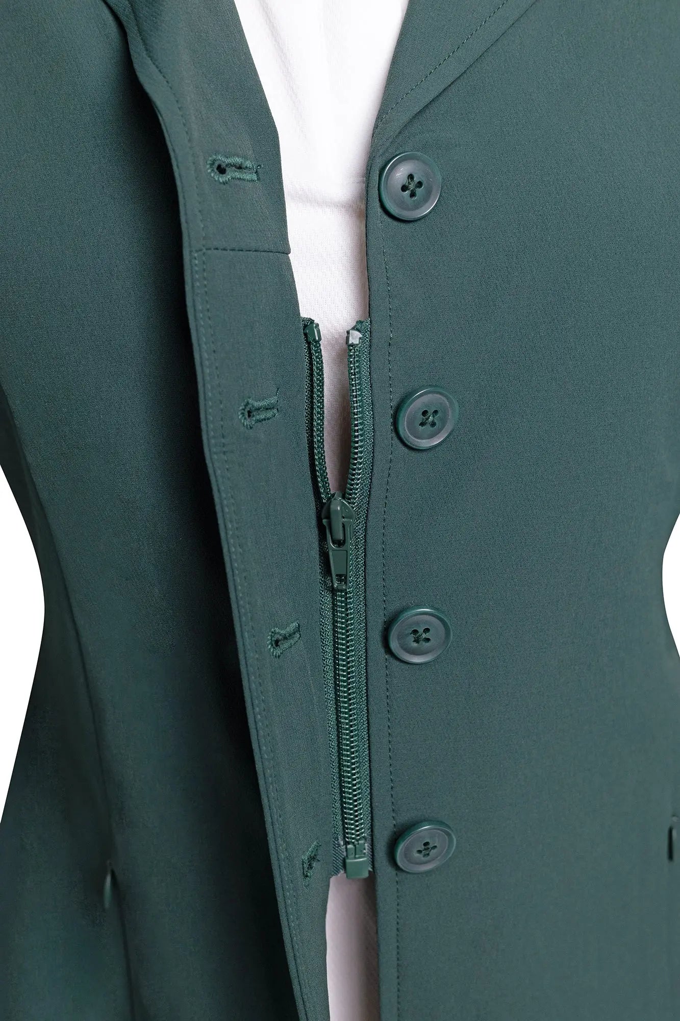 Grand Prix Quinn Show Jacket, 4 Button Front with Hidden Zipper Closure, New Green