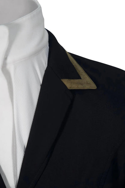 Grand Prix Saltare Premio 4 Button Riding Show Coat, Black with Moss Green