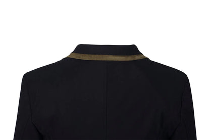 Grand Prix Saltare Premio 4 Button Riding Show Coat, Black with Moss Green