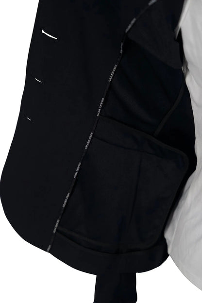 Grand Prix Saltare Premio 4 Button Riding Show Coat, Black with Moss Green