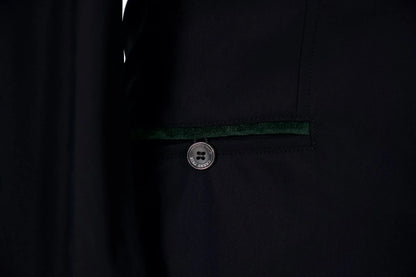 Grand Prix Saltare Premio 4 Button Riding Show Coat, Black with Dark Green