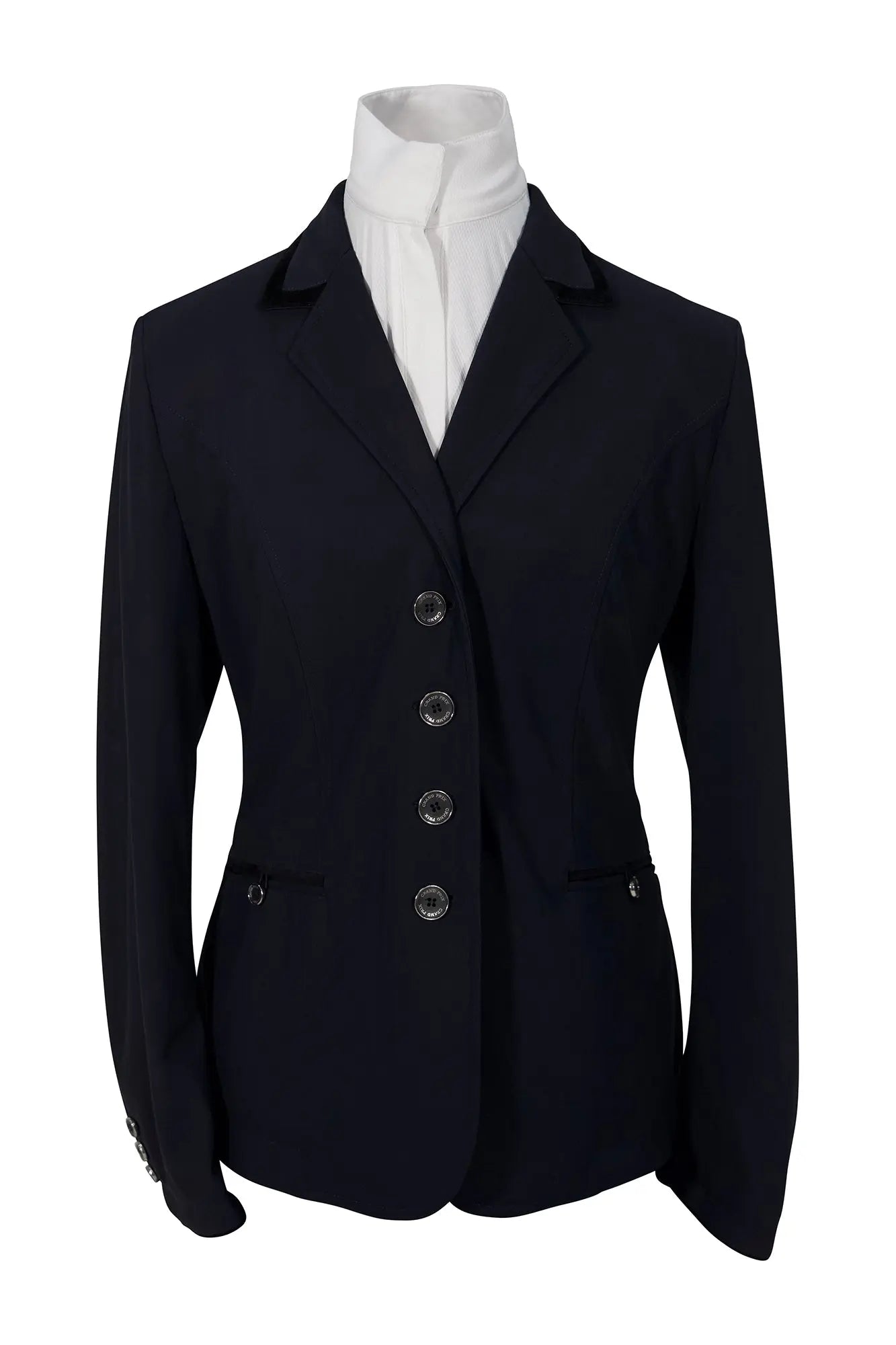 Grand Prix Saltare Premio 4 Button Riding Show Coat, Navy with Black