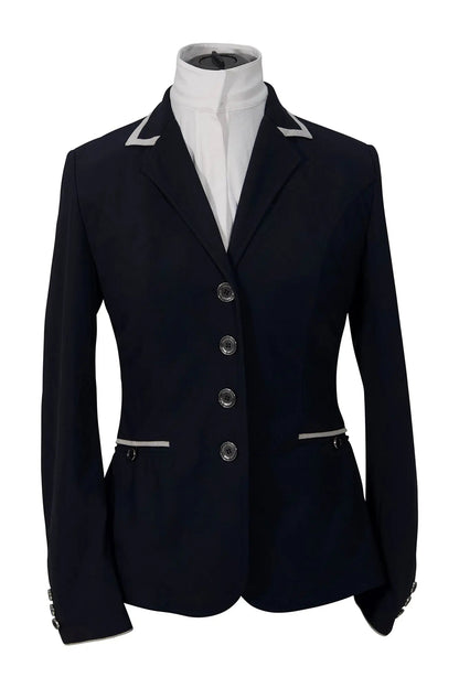 Grand Prix Saltare Premio 4 Button Riding Show Coat, Navy with Grey