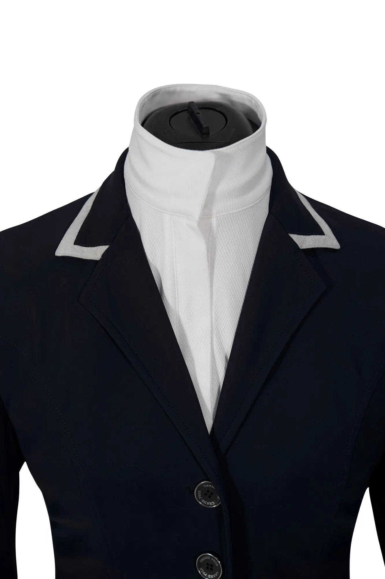 Grand Prix Saltare Premio 4 Button Riding Show Coat, Navy with Grey