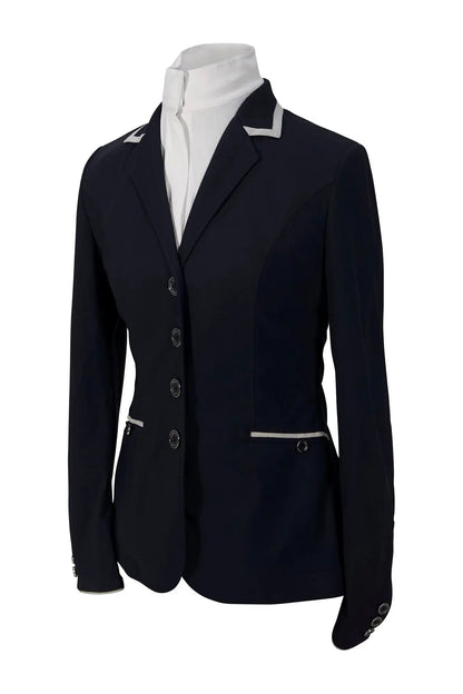 Grand Prix Saltare Premio 4 Button Riding Show Coat, Navy with Grey