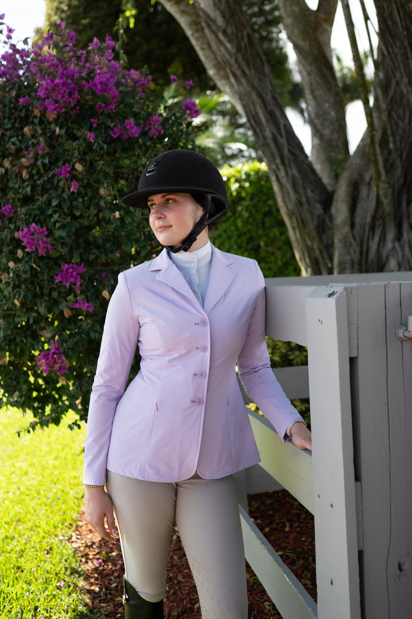 Grand Prix ladies Quinn Show Coat, 4 Button with Zipper, Lilac