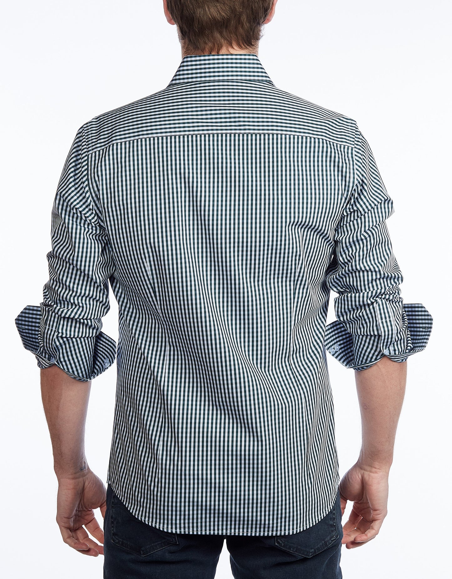 Green Signature Shirt //  - Contemporary Fit - contrast  trimming - final sale - Size Small