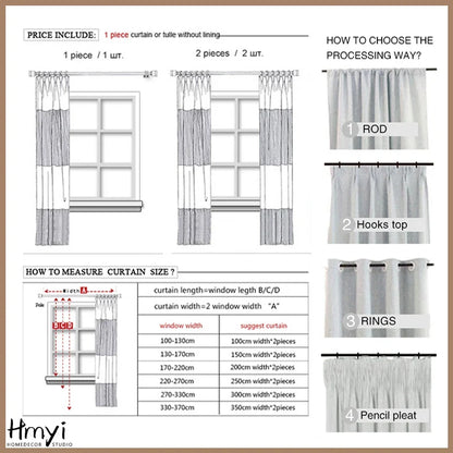 Linen Look Sheer Curtain 1PC