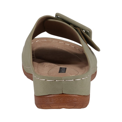 Women's Hamden Green Buckled Flat Sandals
