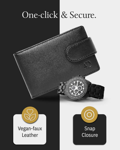 Leather Bifold Wallet – Removable Money Clip, Snap Closure