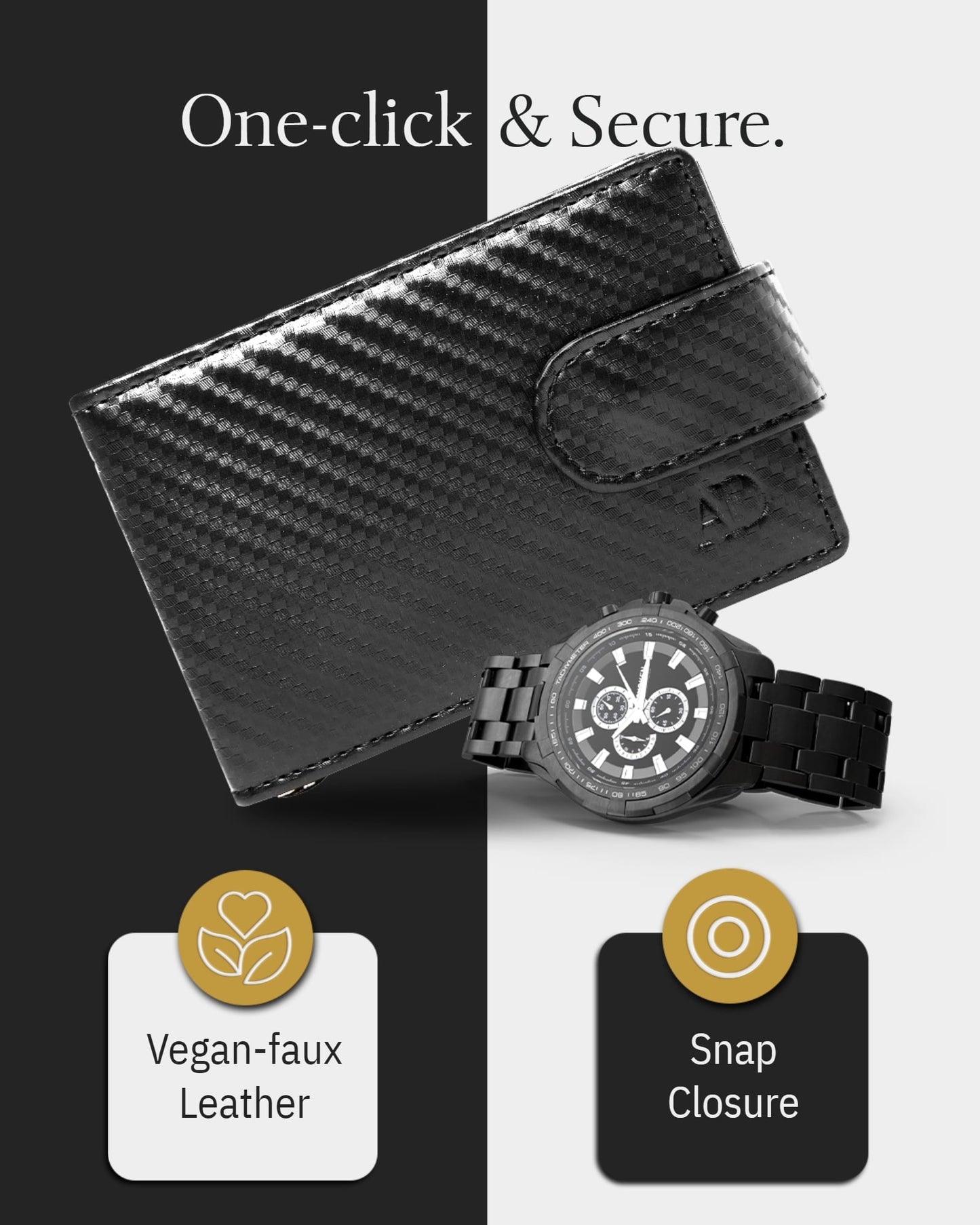 Leather Bifold Wallet – Removable Money Clip, Snap Closure