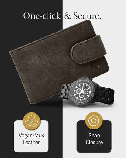 Leather Bifold Wallet – Removable Money Clip, Snap Closure