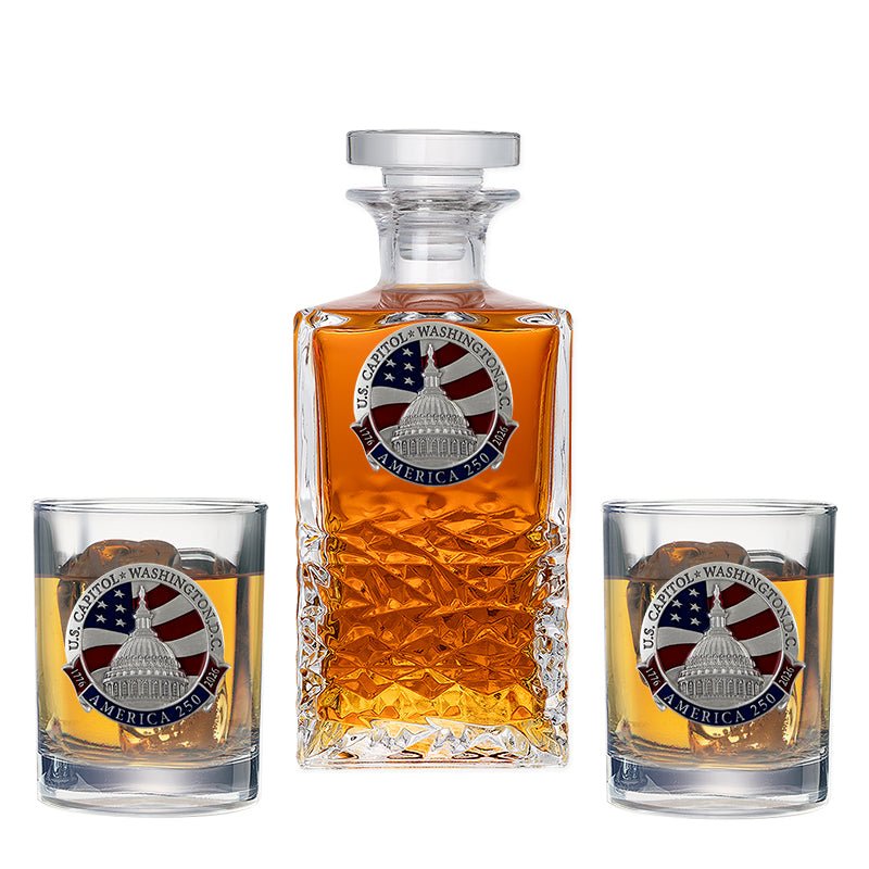 America's 250th Anniversary Capitol Dome Heritage Decanter with 2 Glasses