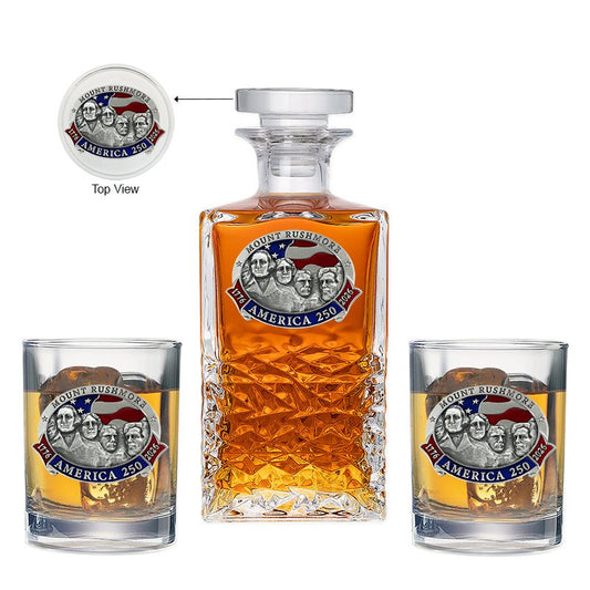 America's 250th Anniversary Mount Rushmore Heritage Decanter with 2 Glasses