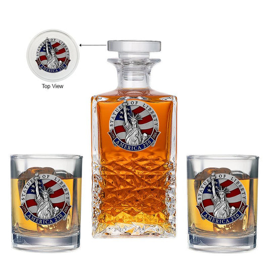 America's 250th Anniversary Statue of Liberty Heritage Decanter with 2 Glasses