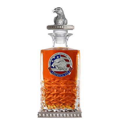 America's 250th Anniversary Eagle Head with Flag w/ Eagle Head Heritage Decanter w/ 3D Top-Diamond Accents