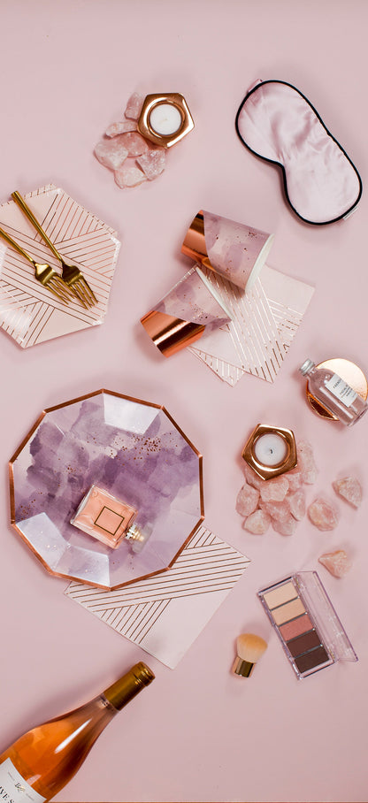 Amethyst - Pale Pink Striped Small Paper Plates