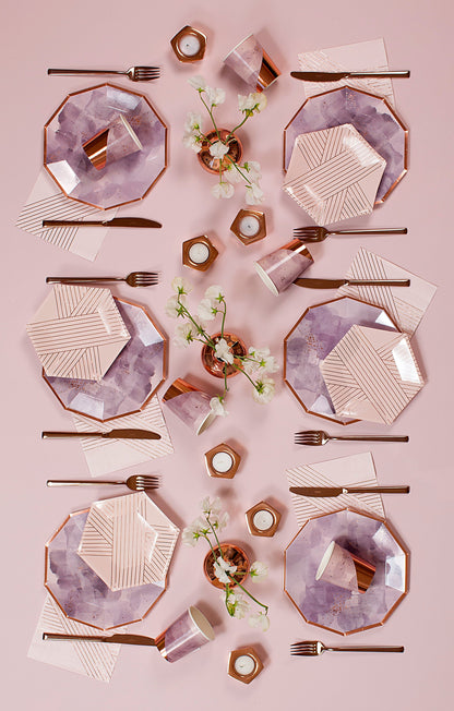 Amethyst - Pale Pink Striped Small Paper Plates