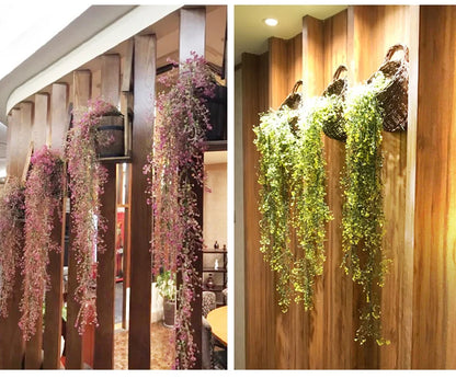 Dlight Decor 75cm Hanging Golden Bell Willow Vine with 5 Forks for Wall and Garden Decor