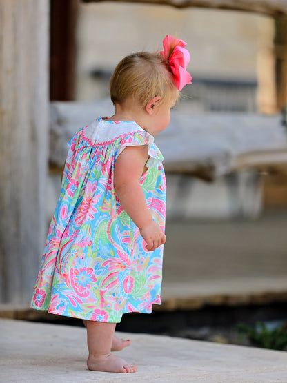 Easter Cross Smocking Embroidery Baby Girl Dress