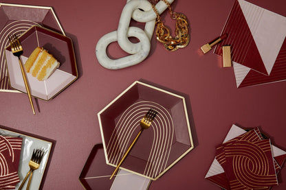Bordeaux - Maroon Pink Colorblock Small Paper Plates