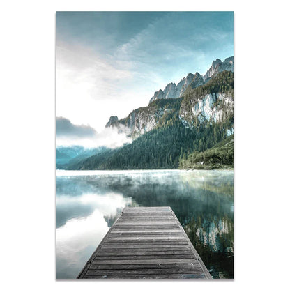 Forest Mountain Lake Famous Scenery Poster Nordic Style Canvas Print Nature Landscape Art Painting Wall Picture Home Decoration