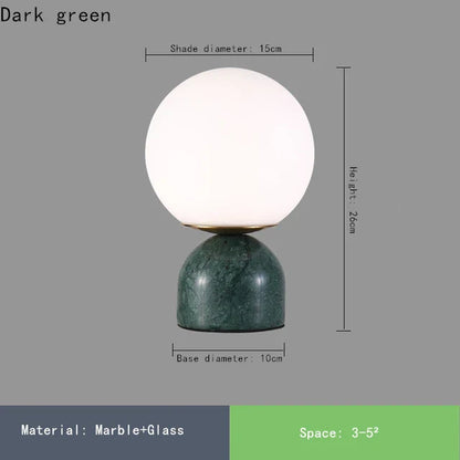 Nordic Bedside Marble Round Glass Table Lamp For Living Room Study Dining  Light Luxury Hot Sale  Bedroom Furniture