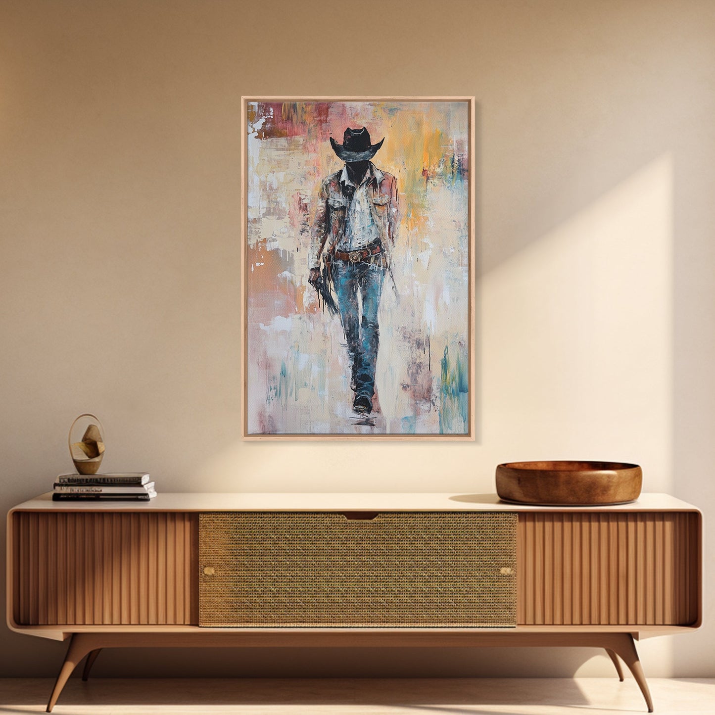 Cowboy, Vintage Horse Art, Southwest Wall Art, Rustic Wall Art, Canvas Print, Above Couch Art, Bedroom Art, Farmhouse Art