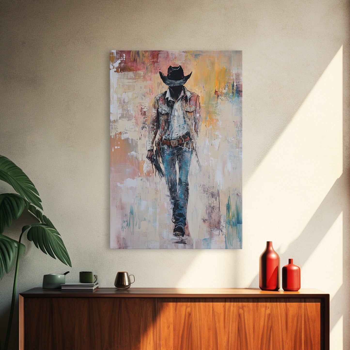 Cowboy, Vintage Horse Art, Southwest Wall Art, Rustic Wall Art, Canvas Print, Above Couch Art, Bedroom Art, Farmhouse Art