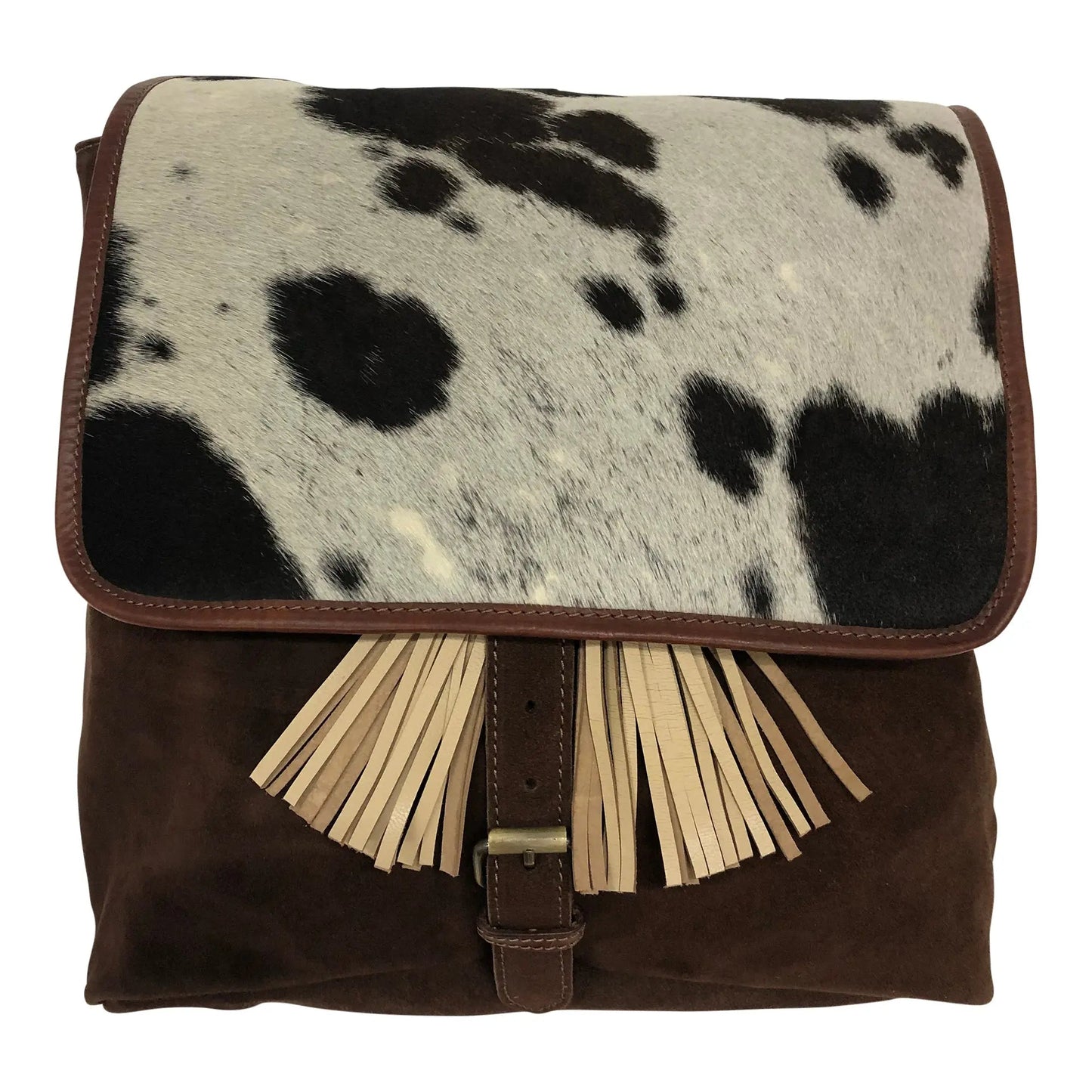 Huntley Equestrian Cowhide Suede Leather Designer Shoulder Backpack