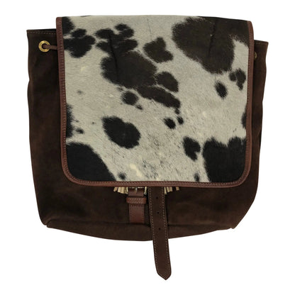 Huntley Equestrian Cowhide Suede Leather Designer Shoulder Backpack