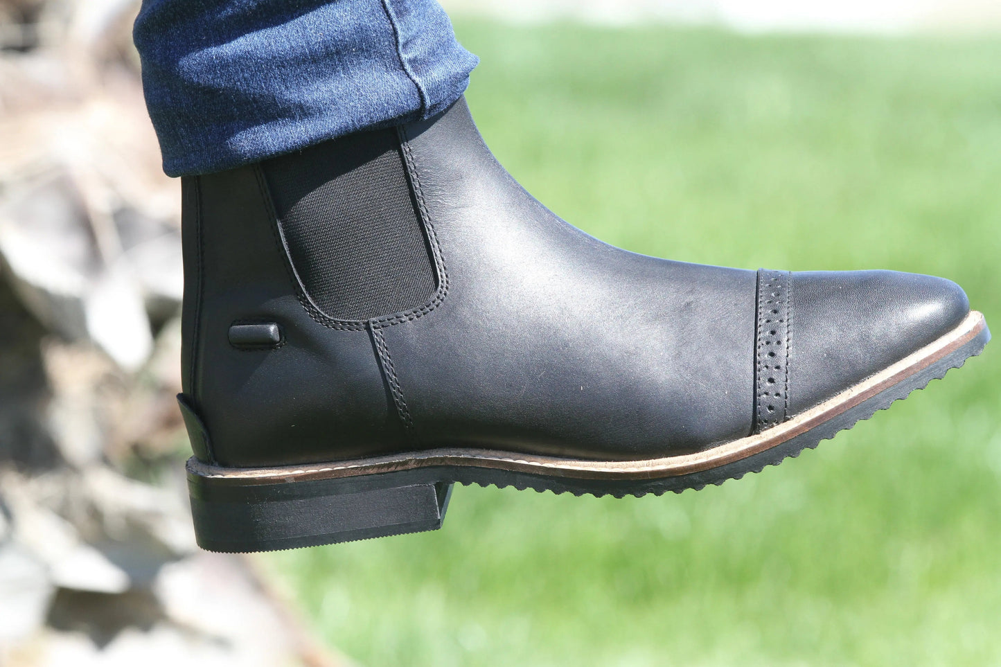 Huntley Equestrian Adult Classic Black Leather Zipper Paddock Boot