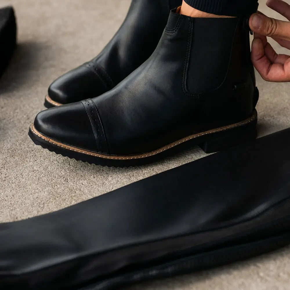 Huntley Equestrian Adult Classic Black Leather Zipper Paddock Boot