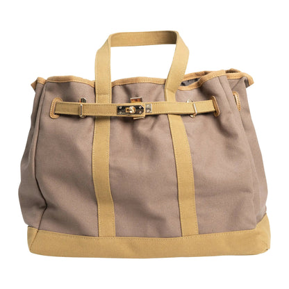 Huntley Equestrian Barkin Canvas Tote Bag with Gold Hardware, Tan