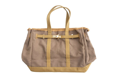 Huntley Equestrian Barkin Canvas Tote Bag with Gold Hardware, Tan