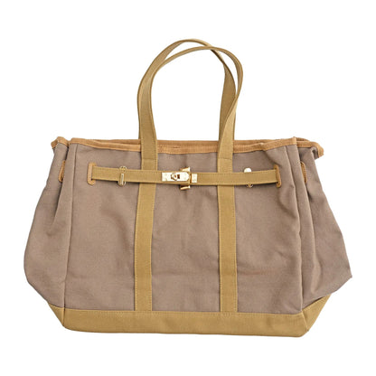 Huntley Equestrian Barkin Canvas Tote Bag with Gold Hardware, Tan